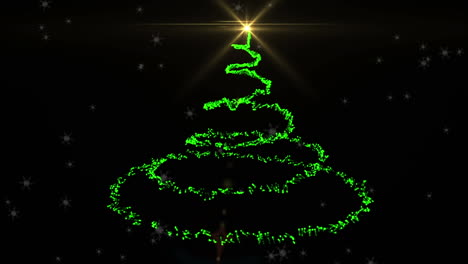 star drawing shape of christmas tree on black background