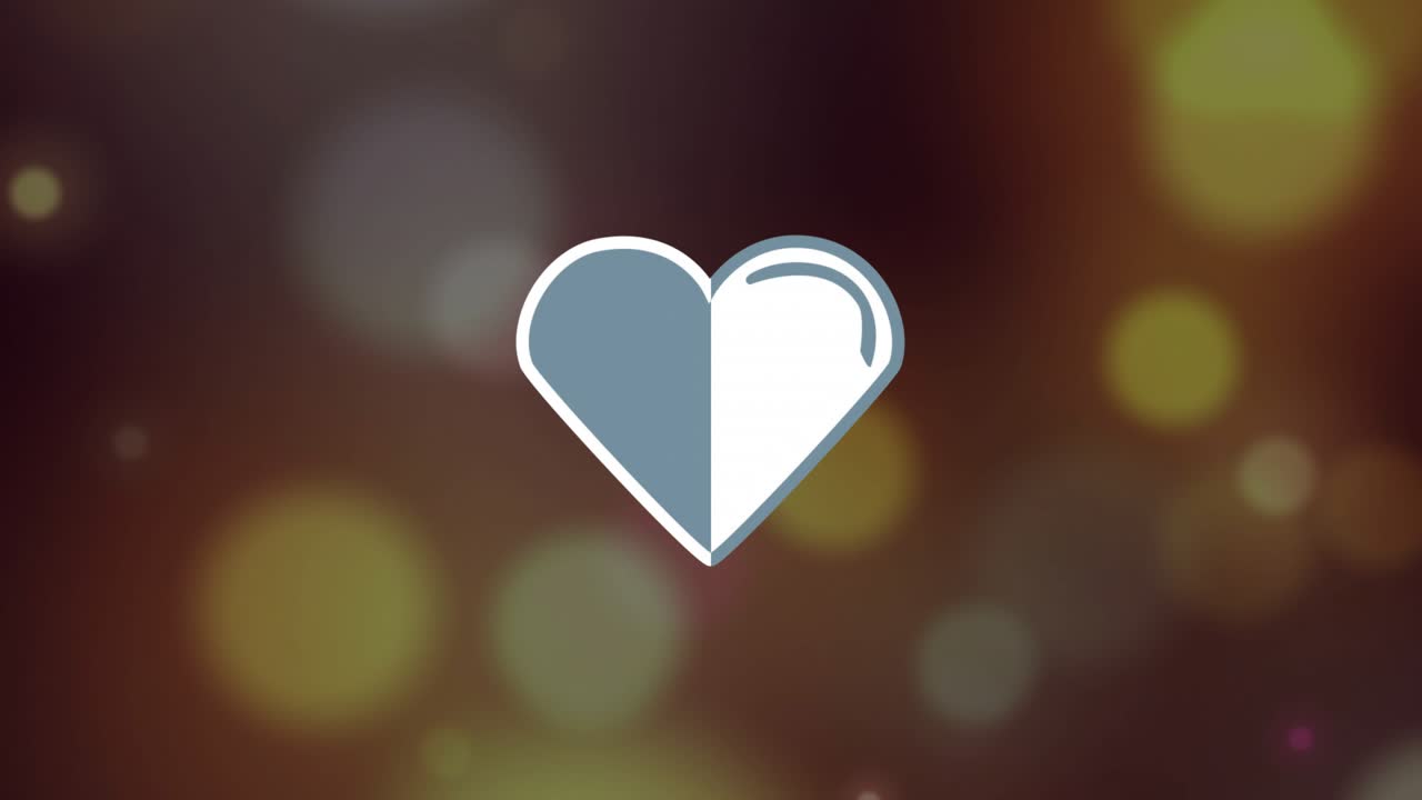 On start two-tone heart tilting, righting and shifting while bokeh pulsing to create warm mood