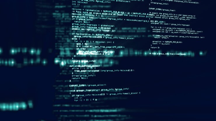 Animation von scrollenden Informationen auf einem Computerbildschirmhintergrund