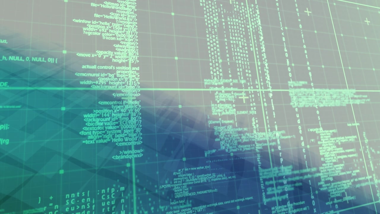 Animation of data processing over green background