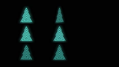 pulsing neon green christmas trees pattern in rows 9
