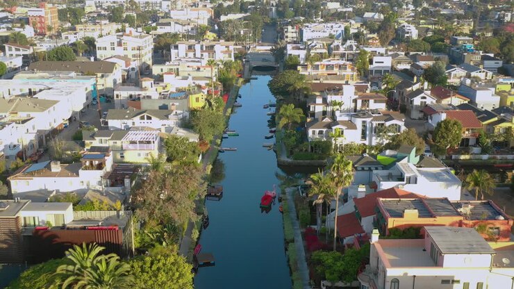 Aerial View of Venice Canals LA