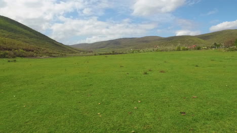 drone volador de bajo nivel en campo. 50 fps