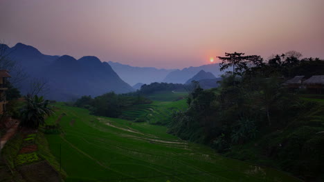 stunning scenery of terraced rice fields in pu luong, thanh hoa province, northern vietnam. aerial shot