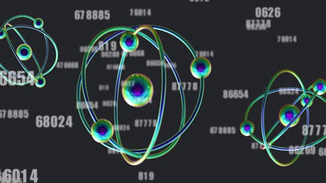 animation of 3d micro of molecules and numbers on black background