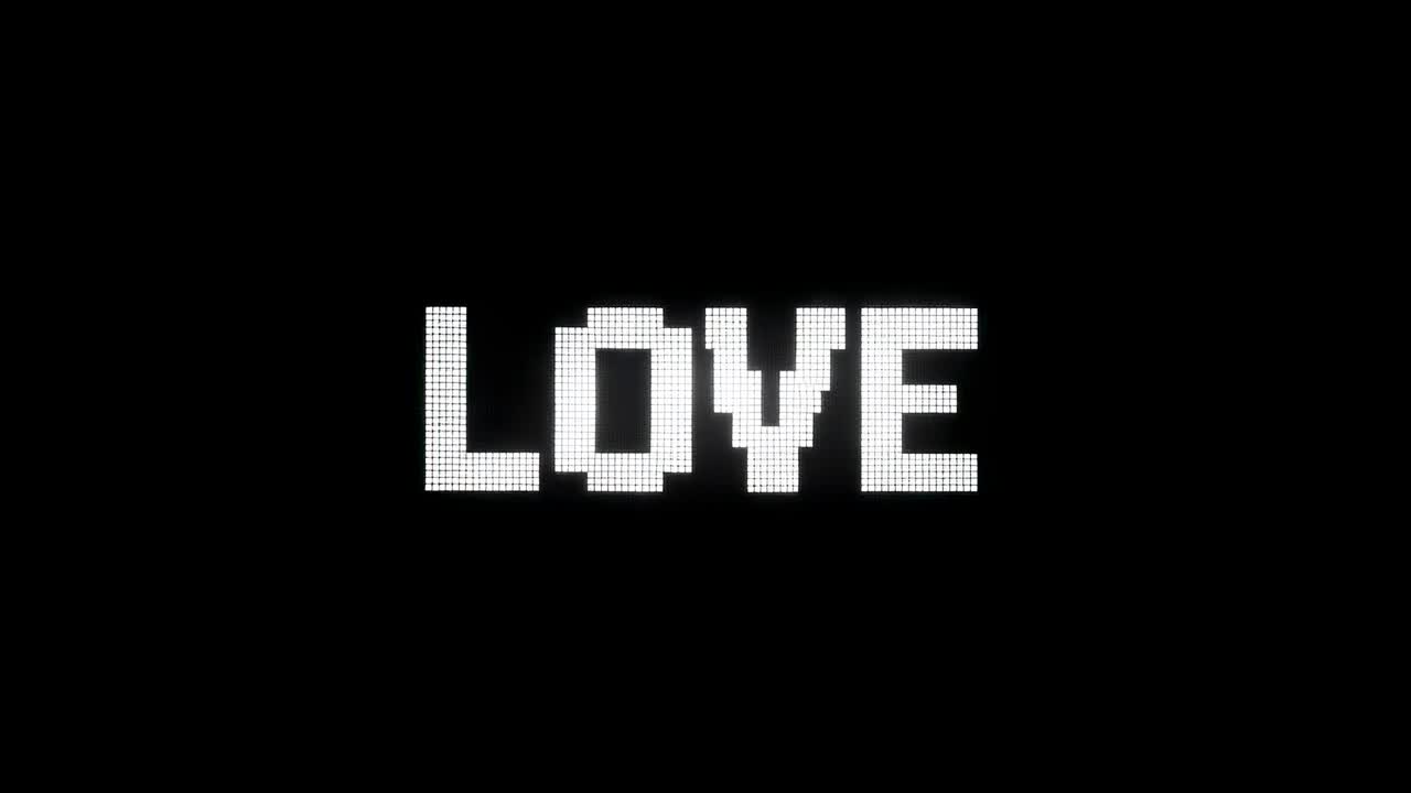 Aparece un latido, una forma de onda de píxeles blancos se transforma en LOVE en un LED que envía un mensaje