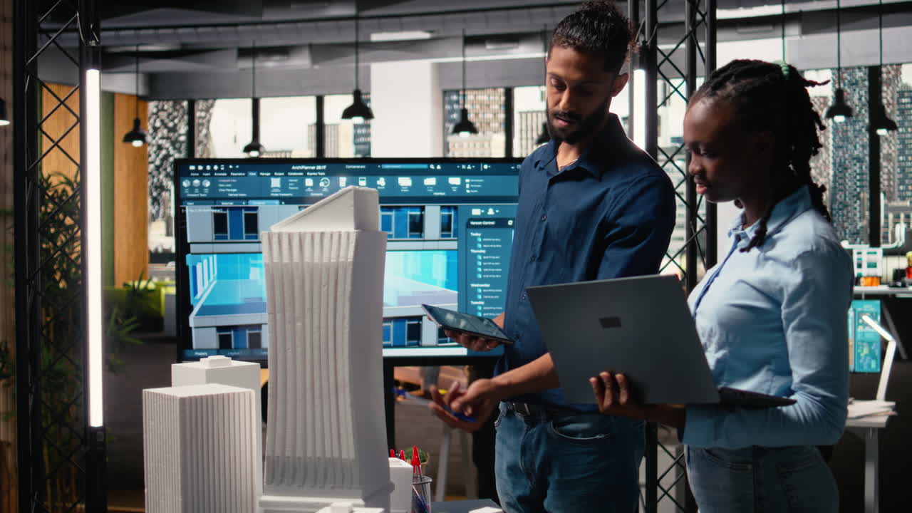 Middle eastern real estate developer presenting idea of residential layout