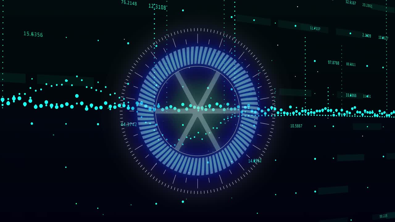 Animation of graphs with changing numbers over rotating wheel in circle ...