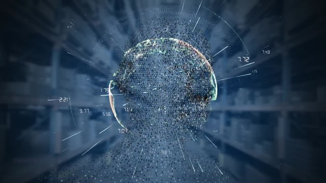 Animation of globe and connections over warehouse