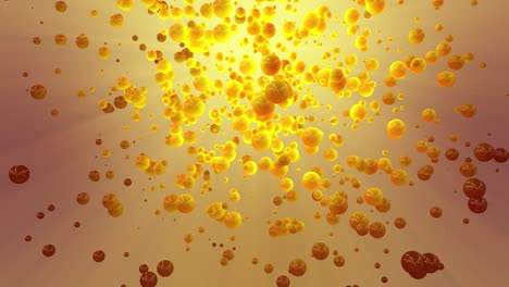 esferas amarillas abstractas flotan en el espacio iluminado