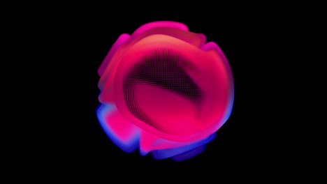 ondas de distorsión en bucle en una esfera abstracta de partículas. salpicaduras de datos digitales de una matriz de puntos esféricos. glitch futurista ui elemento