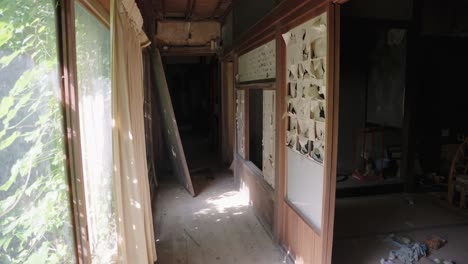 dark hallway in haunted abandoned japanese mansion