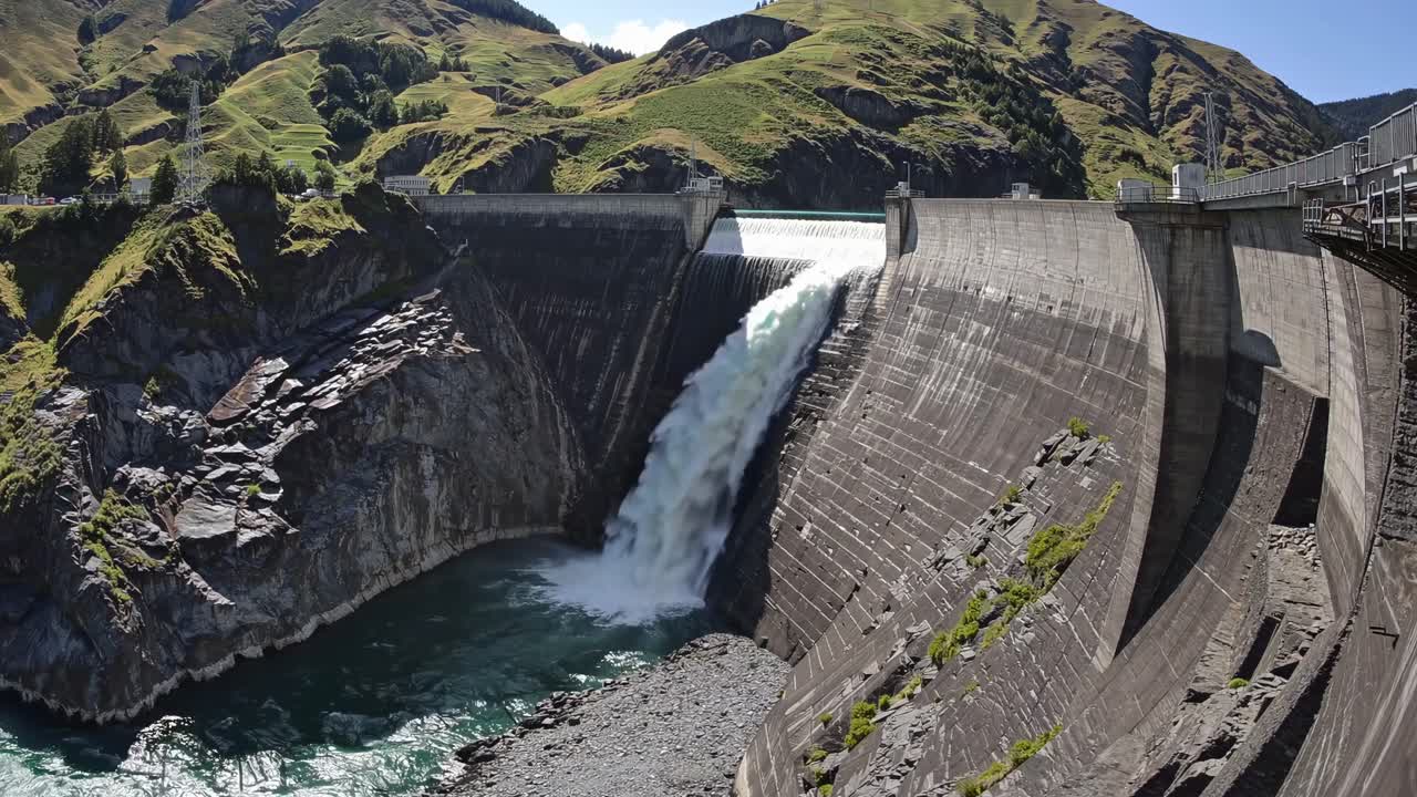 Mountain Dam and Waterfall