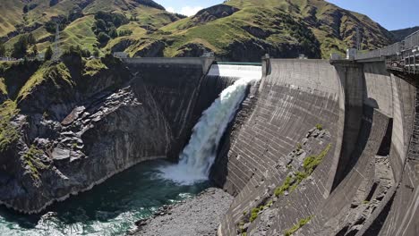 mountain dam and waterfall