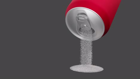 azúcar saliendo de una lata de refresco de aluminio rojo