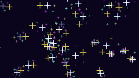 fly colorful crosses in dark space