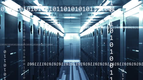 animation of computer servers, binary coding and data processing