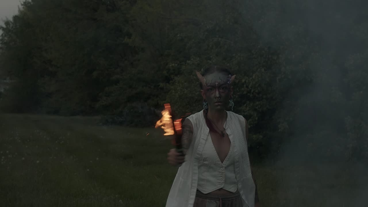 Beltane festival, a Scottish tradition, a participant blends ancient customs with contemporary artistic expression