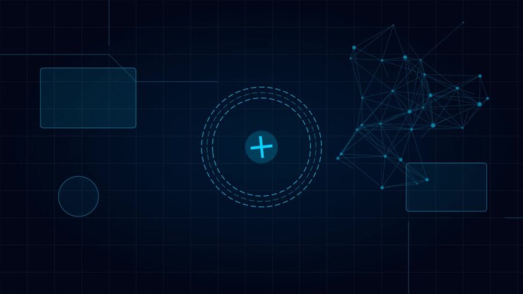 Digital Interface HUD with Pulsing Target and Network Nodes