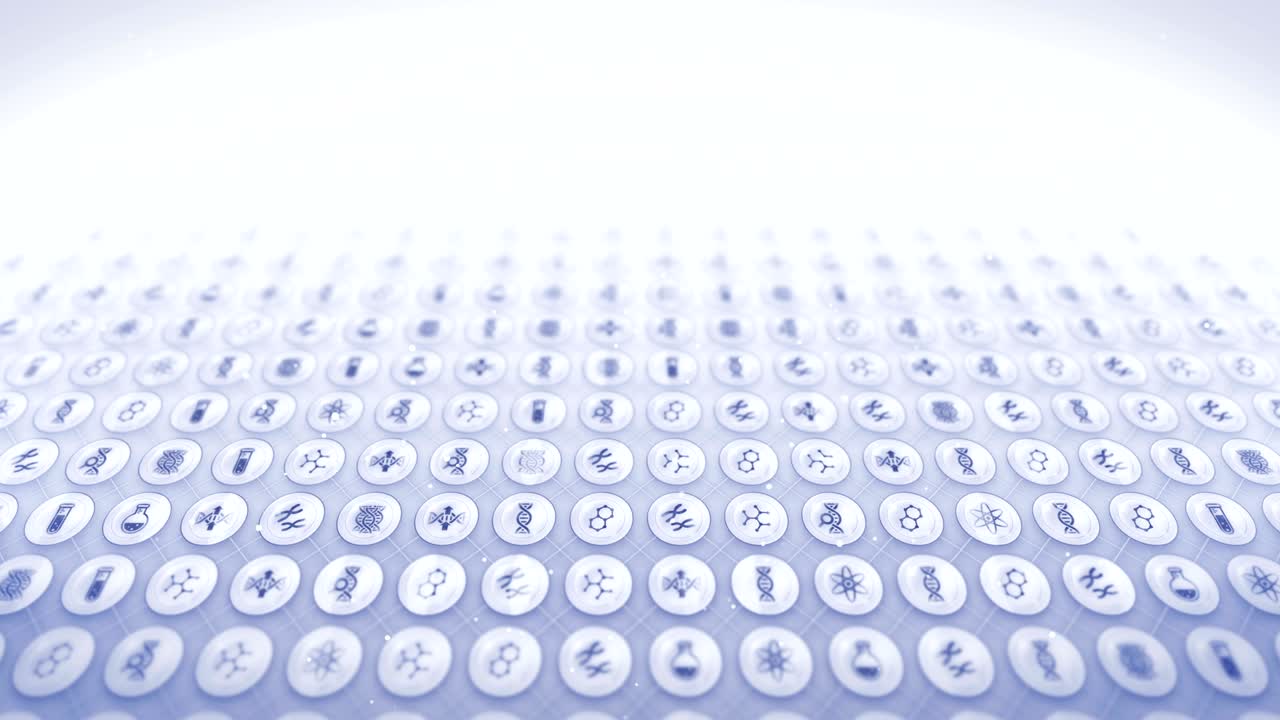 Set of Genetic Icons, Biotechnology Background, CG Loop Animation,