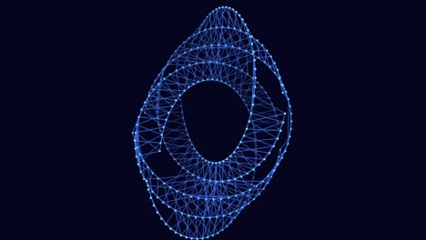 forma futurista de movimiento azul con puntos y líneas en el espacio oscuro