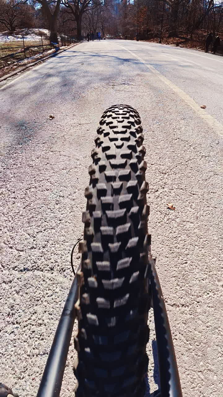 Biking through Central Park in Manhattan. A cyclist navigates a path in Central Park, enjoying the serene surroundings in Manhattan on a sunny day