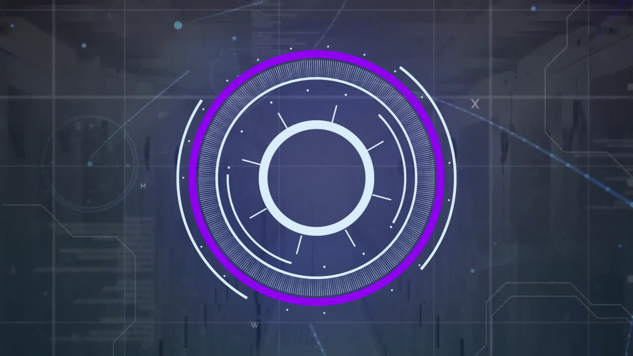 animación de escaneo de alcance a través de la red de conexiones en fondo oscuro