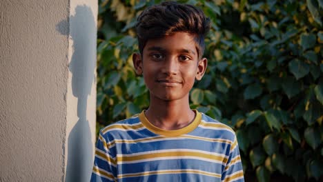 portrait of a young boy outdoors