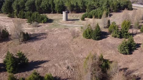 aerial view of old agricultural farming infrastructure in canada