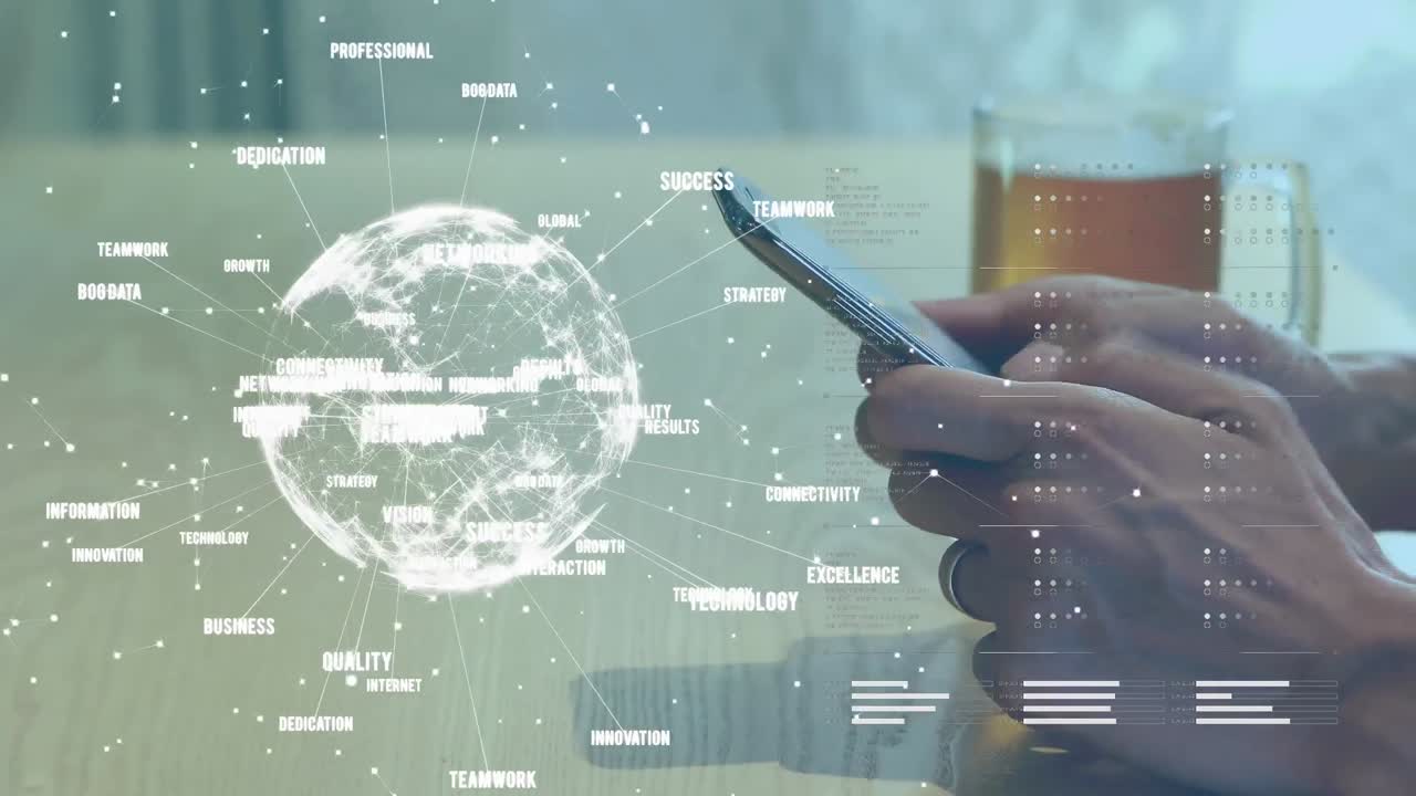 Globe spinning with data and connection network