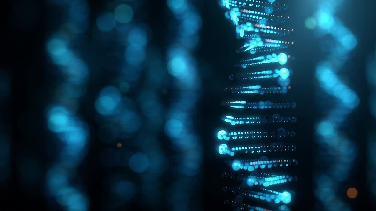 Abstract visualization of glowing blue patterns in dark space