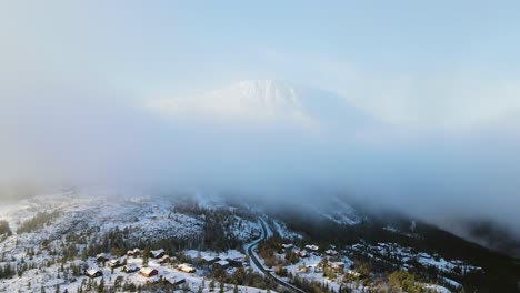 flying towards mount gaustatoppen in southern norway