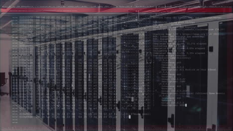 animazione del linguaggio informatico nell'interfaccia terminale sulla stanza del server di dati