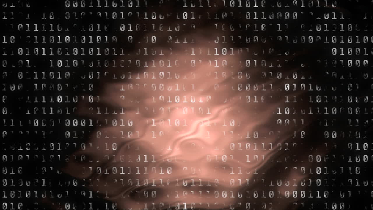 Binary codes surrounded by light effect against black background