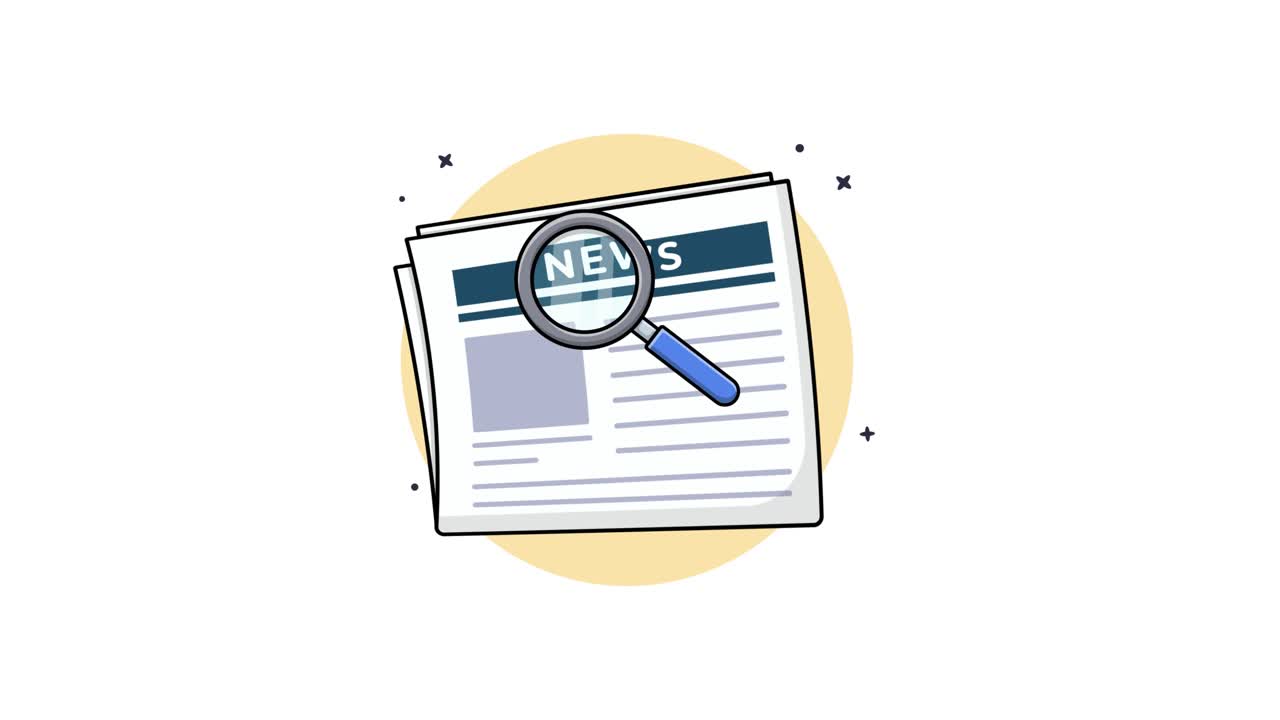 Animated Magnifying Glass Searching for News on a Newspaper