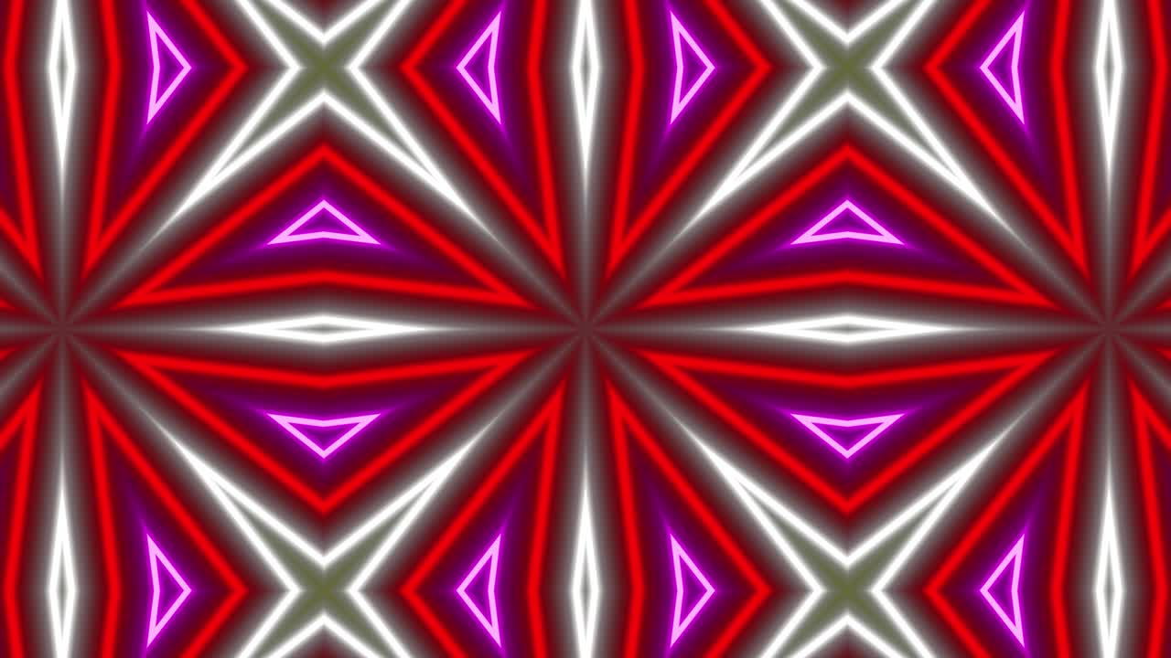 Animação de motion graphics com padrão geométrico neon e iluminação