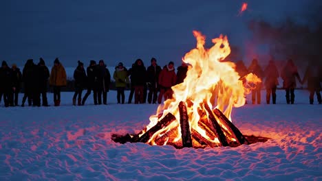 winter campfire gathering