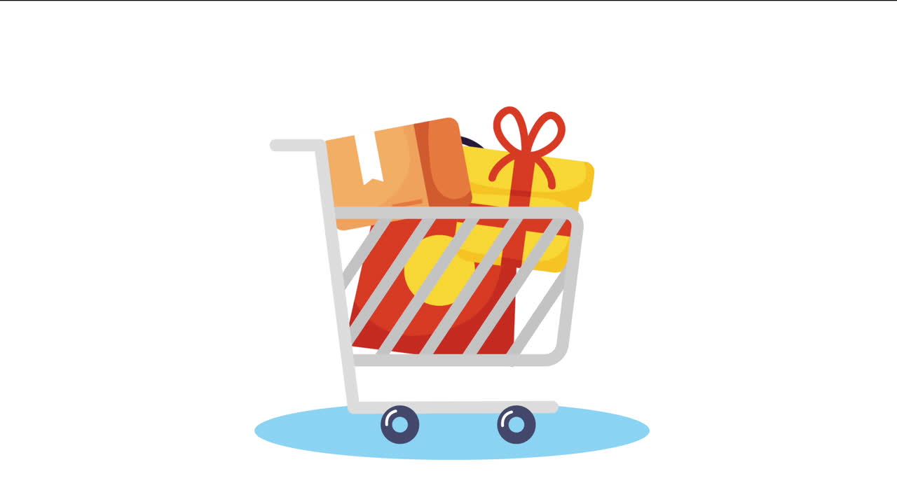 animación clásica del mercado del carrito de compras