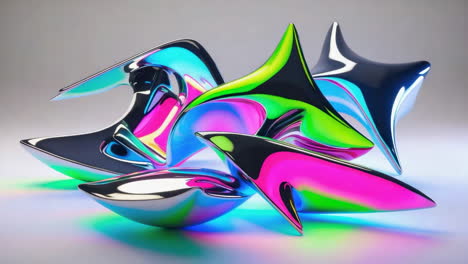 vibrant iridescent abstract metallic shapes