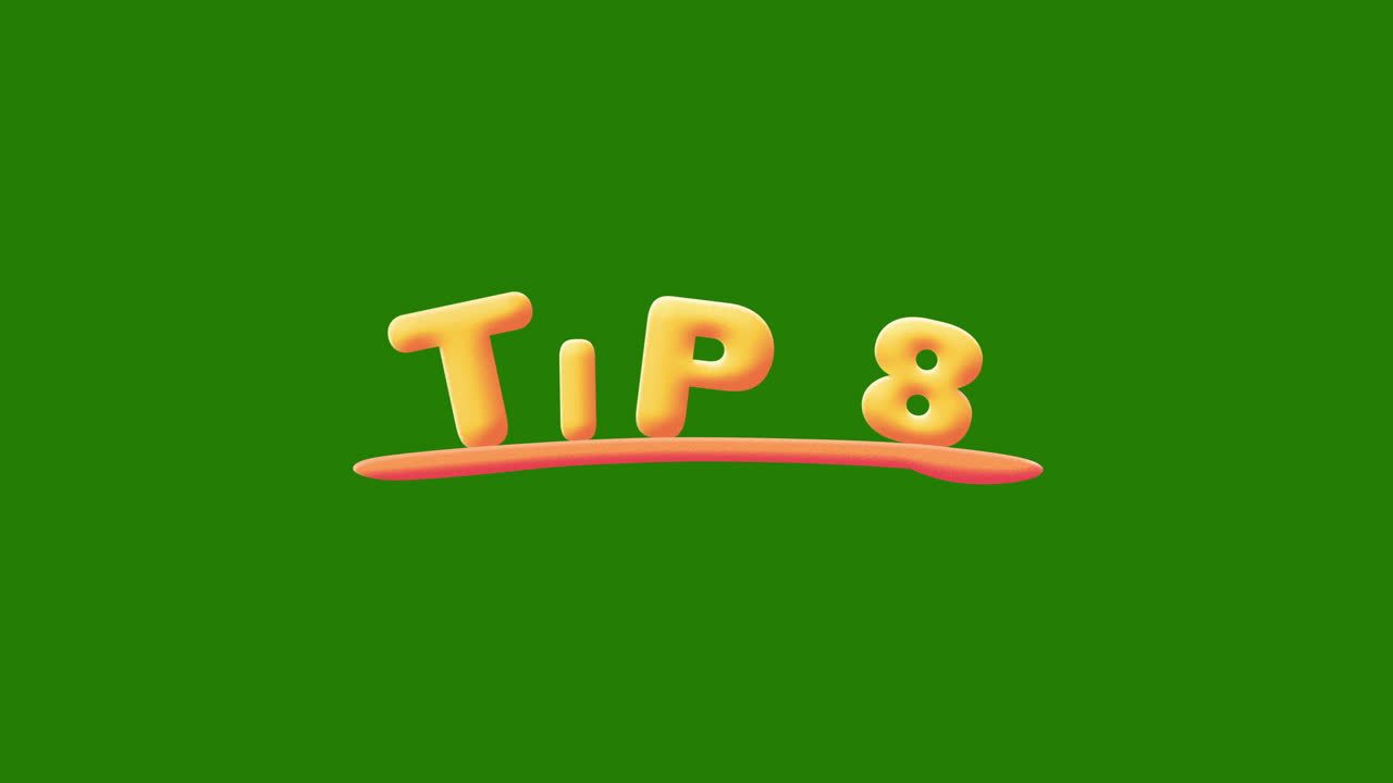 Tip 8 Wobbly gold yellow text Animation pop up effect on a green screen - chroma key