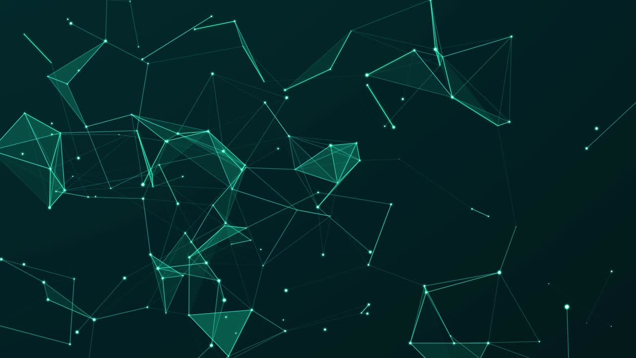 Data technology and scientific illustration. Abstract motion background of connected dots and lines. 3d rendering. Seamless loop. 4K