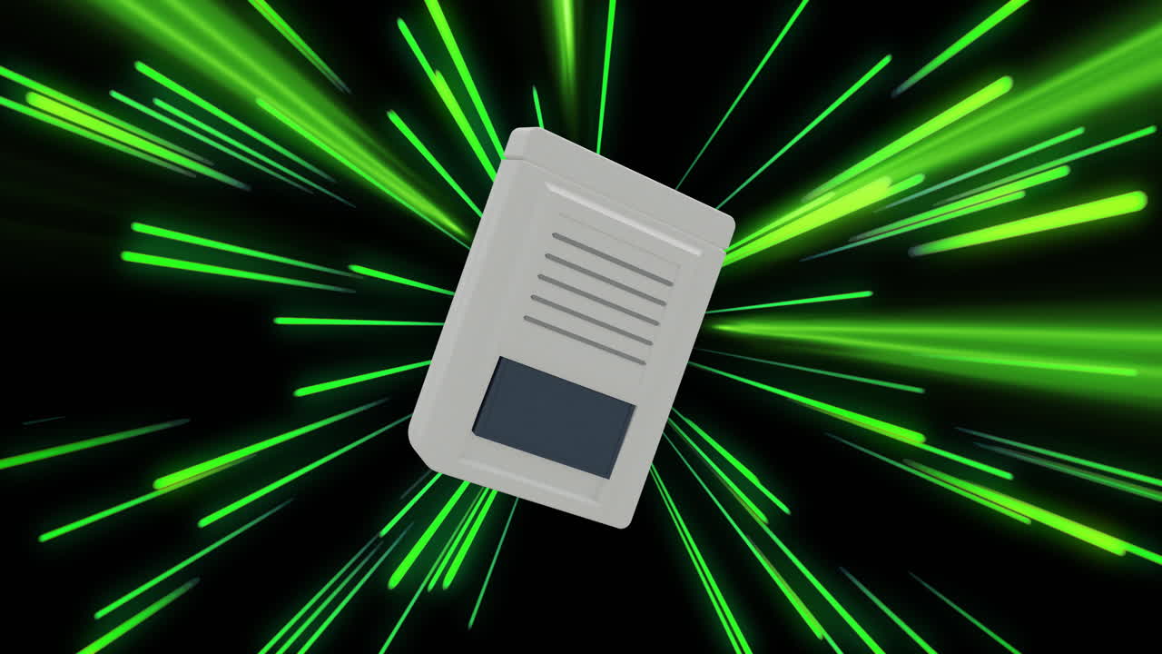 animación de un pad de videojuego con rastros de luz de neón en fondo negro