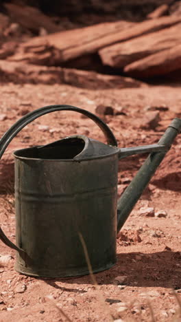 un jarro de agua oxidado en el desierto