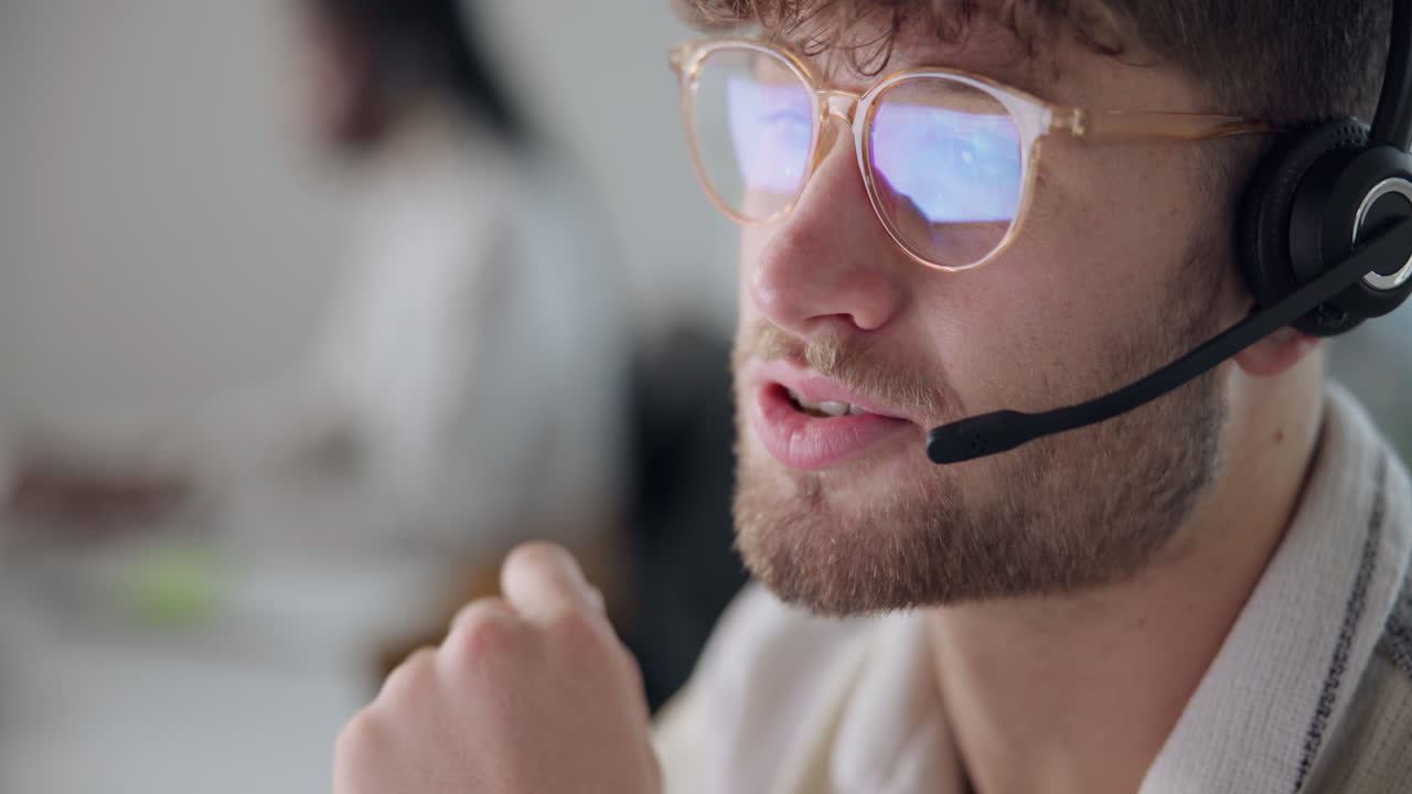 Man wearing headset in office