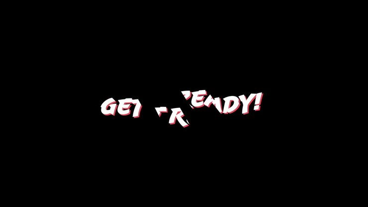 Words get ready with exclamation mark and red lightning.