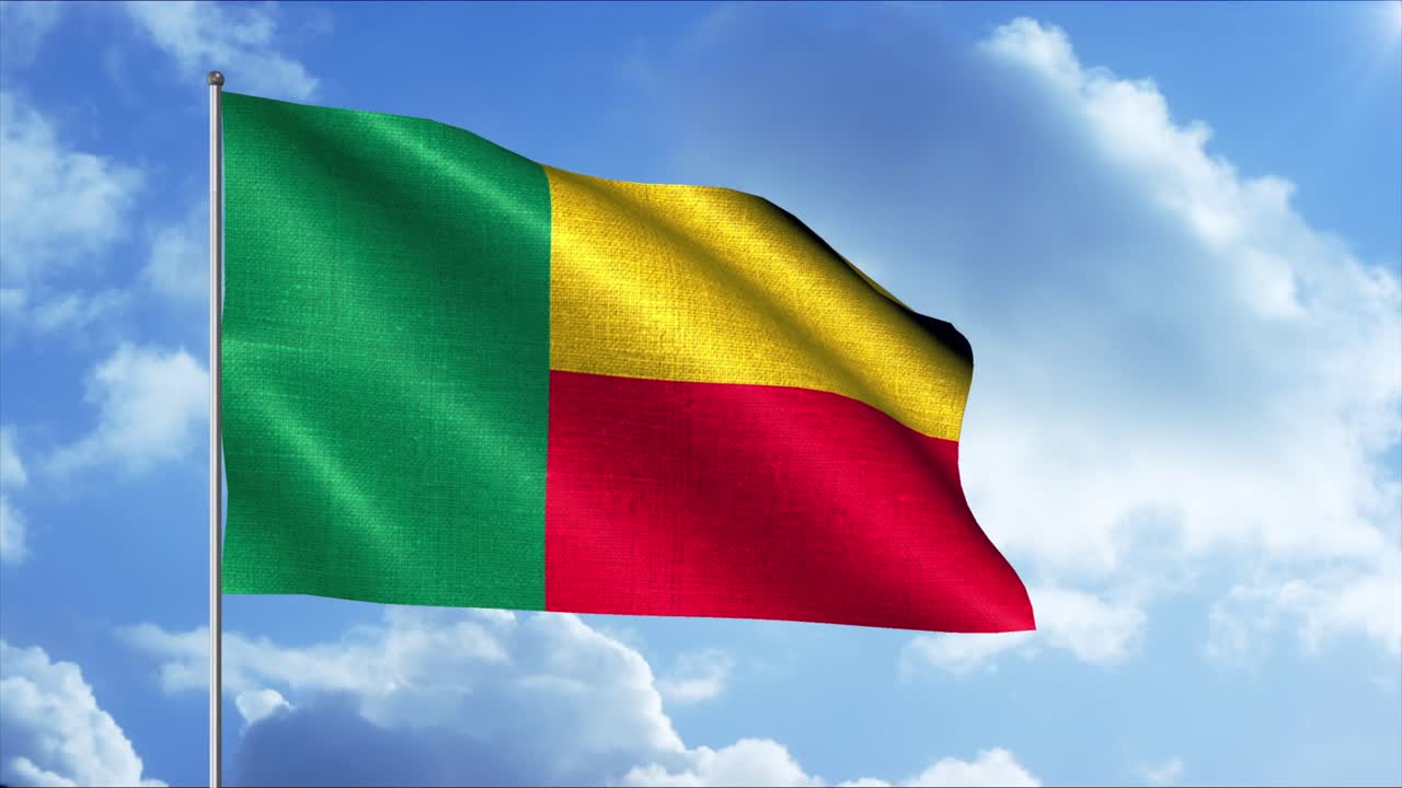 la bandera de benín ondeando en el viento