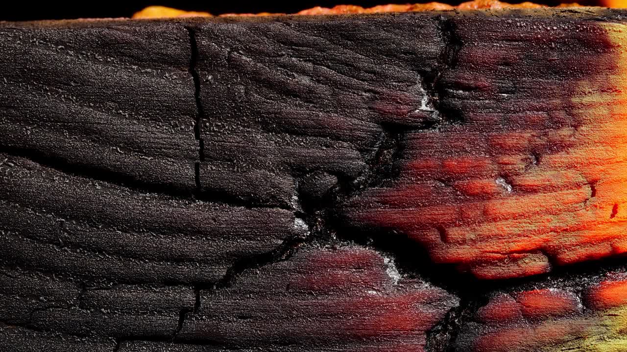 Burning wood texture. Close up.