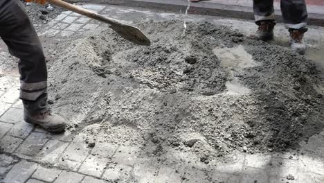 concrete mixing on a roadway