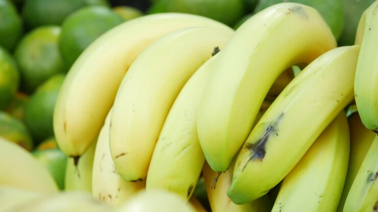 Close-up of a bunch of ripe bananas