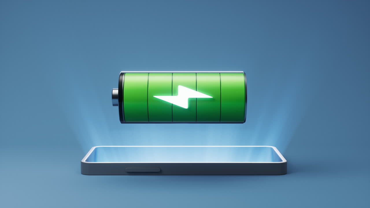Téléphone portable avec batterie, rendu 3D